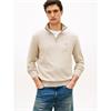 Tommy Hilfiger Essential Cotton Quarter-Zip Jumper Sandlewood