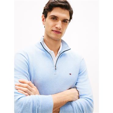 Tommy Hilfiger Essential Cotton Quarter-Zip Jumper Vessel Blue