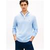 Tommy Hilfiger Essential Cotton Quarter-Zip Jumper Vessel Blue