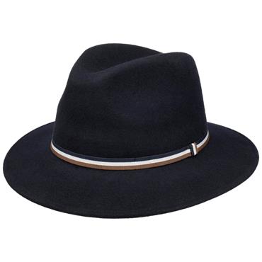 Bugatti Waterproof Crusable Fedora Fine Felt Hat Navy
