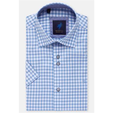 Benetti Danver Check Short Sleeve Shirt Blue