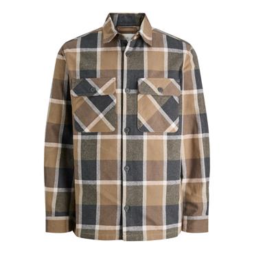 Jack & Jones Raymond Melange Check Overshirt Taupe