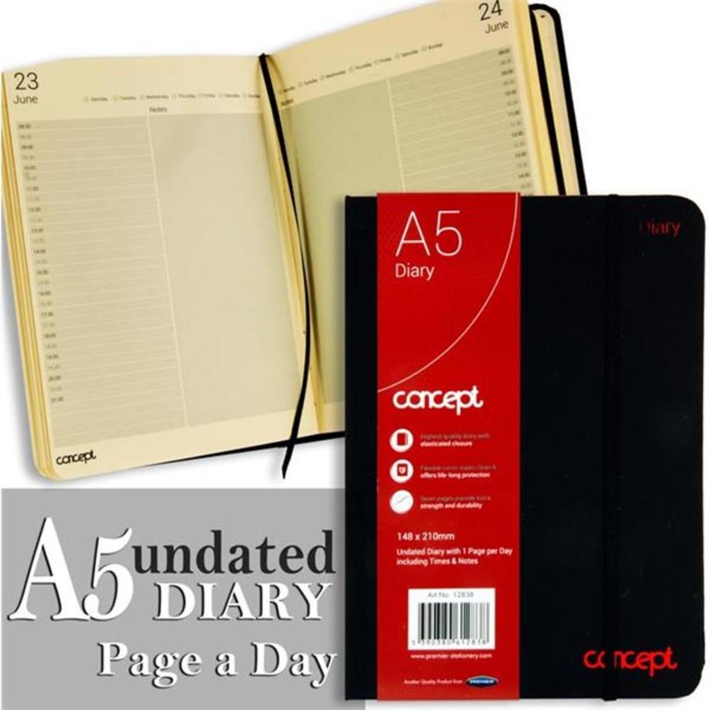 Concept A5 Undated Page A Day Diary With Times And Notes Writeaway