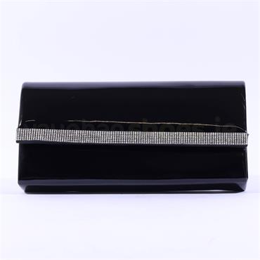 Una Healy Diamante Strip Handbag - Black Patent