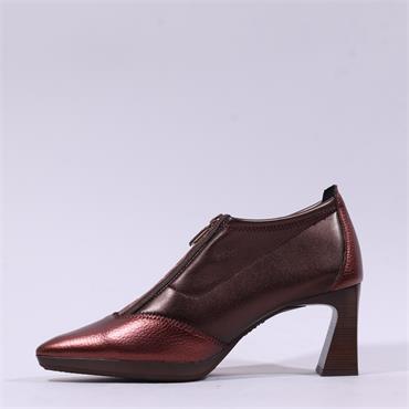 Hispanitas Atlanta Front Zip Heel Boot - Wine Metallic