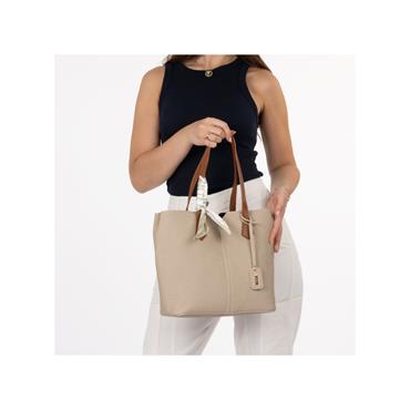 Rieker Crossbody Fabric Zip Detail Bag - Beige tan