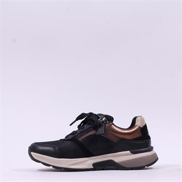 Gabor Rolling Soft Loveable Sidezip Lace - Black Bronze Combi