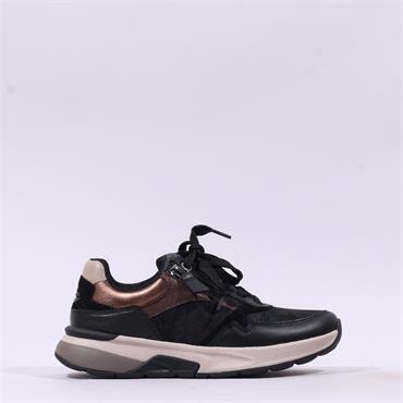 Gabor Rolling Soft Loveable Sidezip Lace - Black Bronze Combi