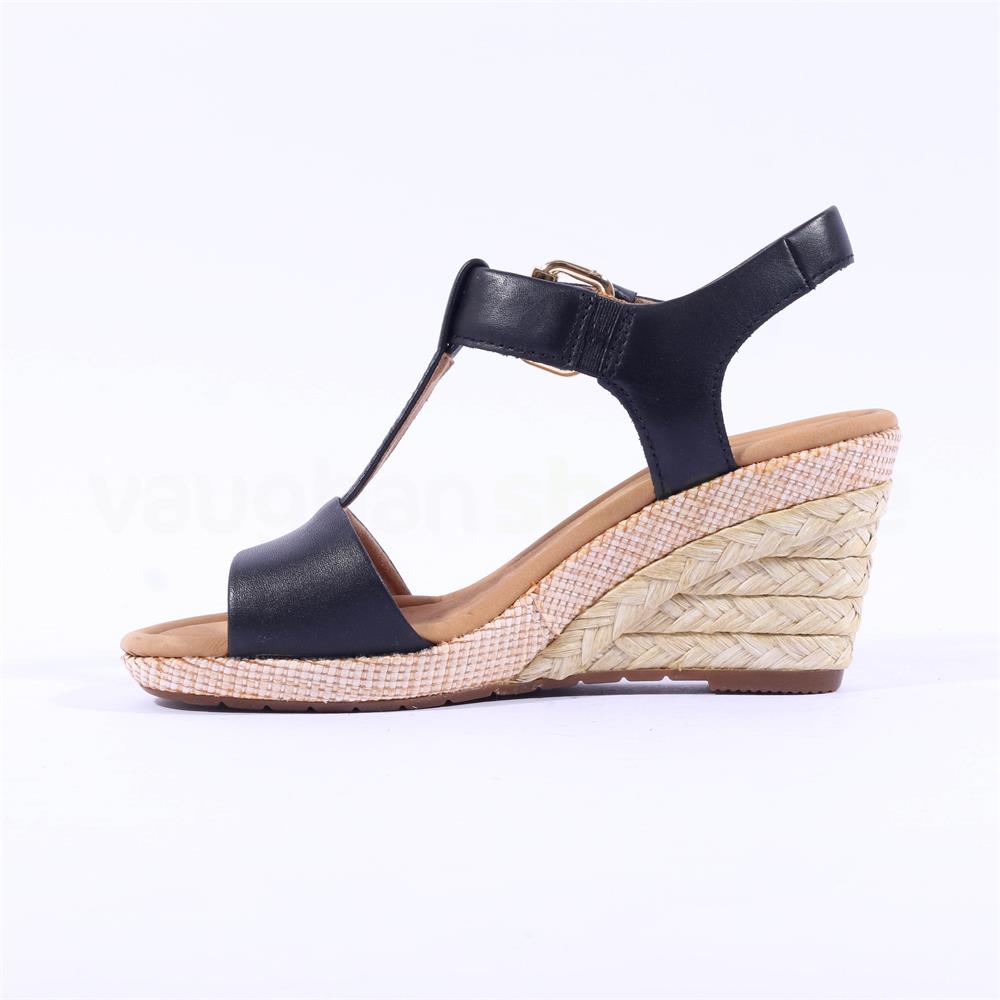 Gabor Karen Espadrille Wedge Sandal Black Leather Vaughan Shoes