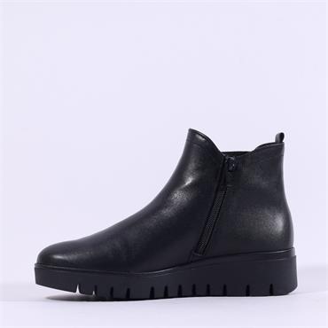 Gabor Dublin Low Wedge Gusset Boot - Black Leather