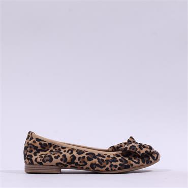 Tamaris Alena Bow Slip On Pump - Leopard Print