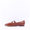 Tamaris Lorita Flat Double Strap Pump - Cognac Leather
