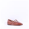 Tamaris Lorita Flat Double Strap Pump - Cognac Leather