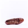 Tamaris Lorita Flat Double Strap Pump - Cognac Leather