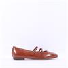 Tamaris Lorita Flat Double Strap Pump - Cognac Leather