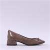 Tamaris Almira Bow Tie Block Heel Pump - Taupe Patent