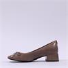 Tamaris Almira Bow Tie Block Heel Pump - Taupe Patent