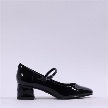 Tamaris Keala Block Heel Mary Jane Court - Black Patent