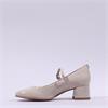 Tamaris Keala Block Heel Mary Jane Court - Ivory Patent