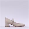 Tamaris Keala Block Heel Mary Jane Court - Ivory Patent