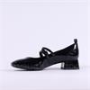Tamaris Almira Two Strap Low Heel Shoe - Black Patent