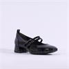 Tamaris Almira Two Strap Low Heel Shoe - Black Patent
