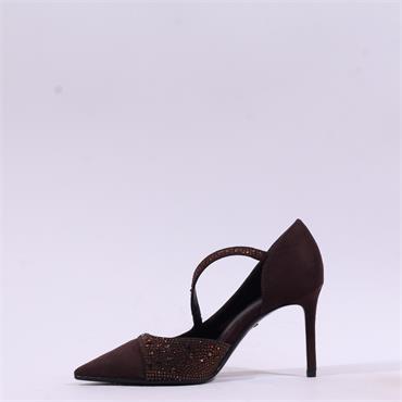 Tamaris Gabbe Diamante Strap Pencil Heel - Brown
