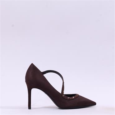Tamaris Gabbe Diamante Strap Pencil Heel - Brown