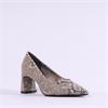 Tamaris Aquila Pointed Block High Heel - Beige Snake