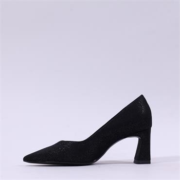 Tamaris Aquila Pointed Block High Heel - Black Sparkle