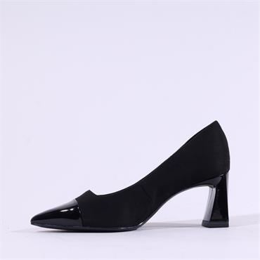 Tamaris Aquila Toe Cap Block High Heel - Black Combi