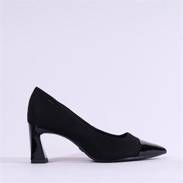 Tamaris Aquila Toe Cap Block High Heel - Black Combi