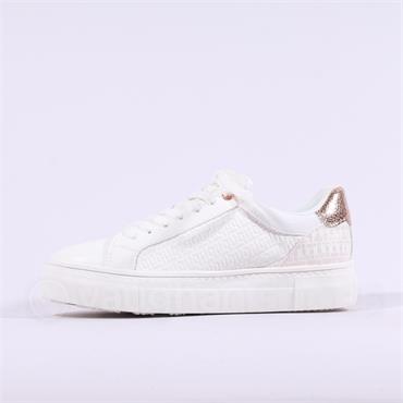 Tamaris Alexia Platform Sidezip Trainer - White Rose Gold