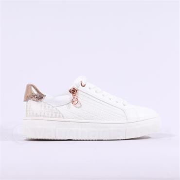 Tamaris Alexia Platform Sidezip Trainer - White Rose Gold