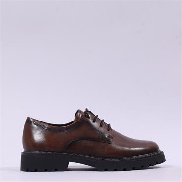 Tamaris Tavendra Stitch Sole Laced Shoe - Brown Shine
