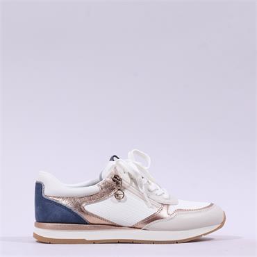 Tamaris Daki Side Zip Laced Trainer - White Combi