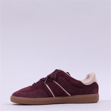 Tamaris Tati T Toe Laced Low Trainer - Burgundy