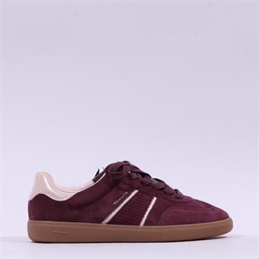 Tamaris Tati T Toe Laced Low Trainer - Burgundy