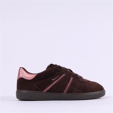 Tamaris Tati T Toe Laced Low Trainer - Mocca Rose
