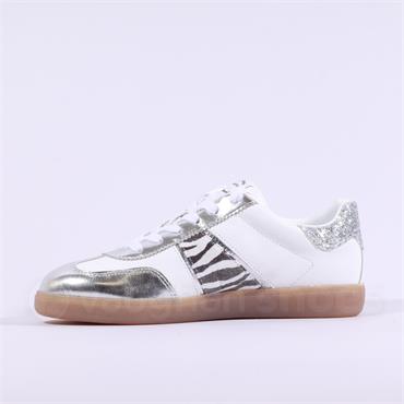 Tamaris Tati T Toe Laced Low Trainer - Zebra Combi