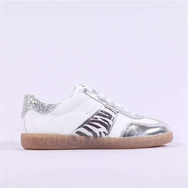 Tamaris Tati T Toe Laced Low Trainer - Zebra Combi