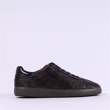 Tamaris Tati Sparkle Gum Sole Trainer - Mocha Leopard