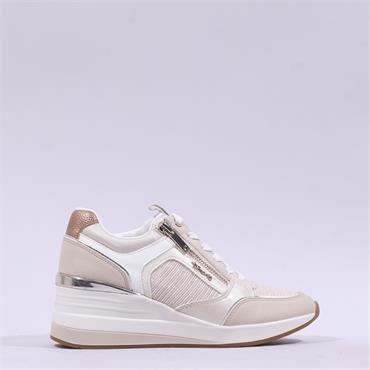Tamaris Zoe Wedge Side Zip Trainer - Beige Combi