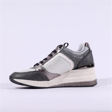 Tamaris Zoe Wedge Side Zip Trainer - Dark Grey Combi