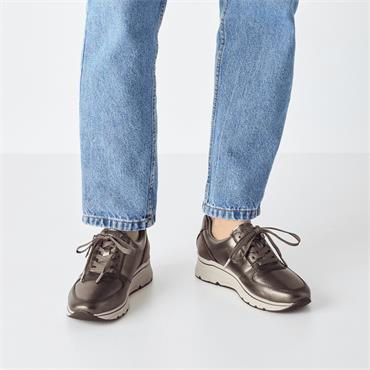 Tamaris Vinny Sidezip Lace Wedge Trainer - Bronze