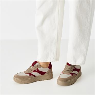 Tamaris Boogie Platform Two Tone Trainer - Beige Combi