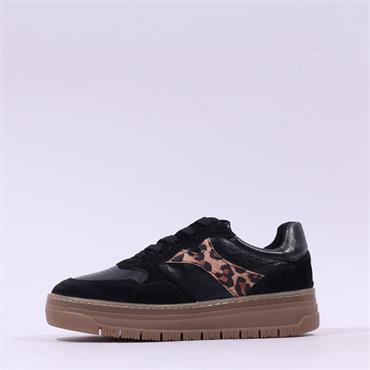 Tamaris Boogie Platform Two Tone Trainer - Black Leopard