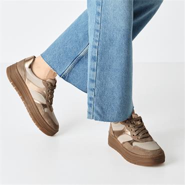 Tamaris Boogie Platform Two Tone Trainer - Pepper