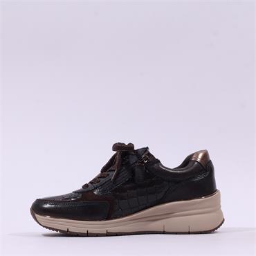 Tamaris Ela Internal Zip Wedge Trainer - Brown Croc
