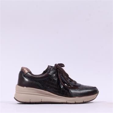 Tamaris Ela Internal Zip Wedge Trainer - Brown Croc